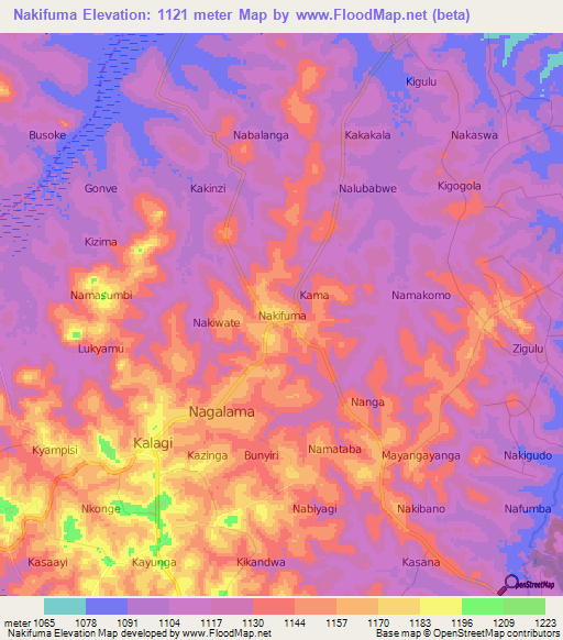 Nakifuma,Uganda Elevation Map
