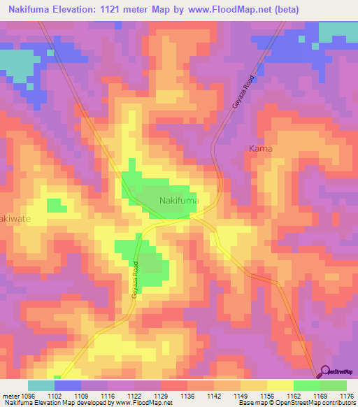 Nakifuma,Uganda Elevation Map
