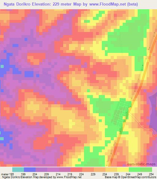 Ngata Dorikro,Ivory Coast Elevation Map