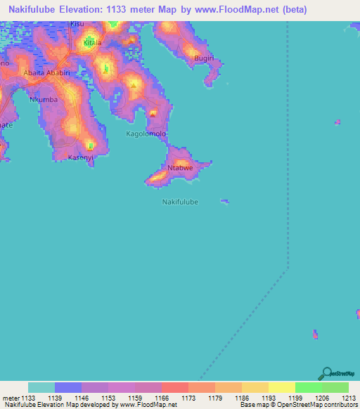 Nakifulube,Uganda Elevation Map