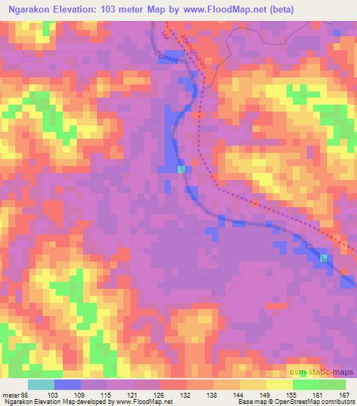 Ngarakon,Ivory Coast Elevation Map