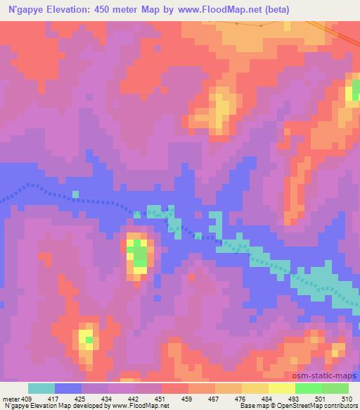 N'gapye,Ivory Coast Elevation Map