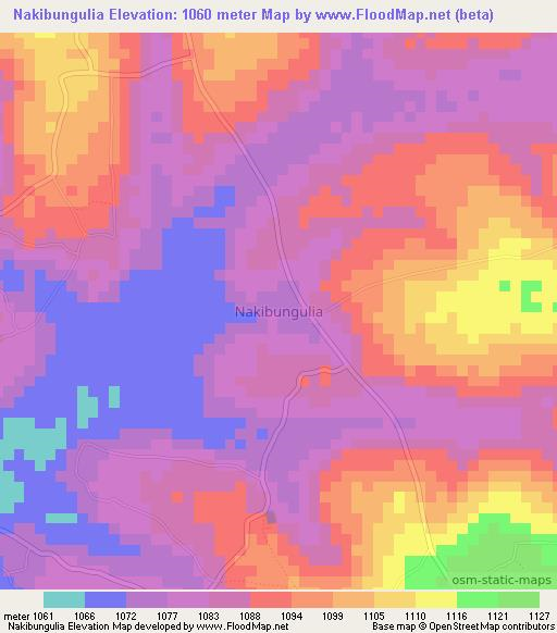Nakibungulia,Uganda Elevation Map