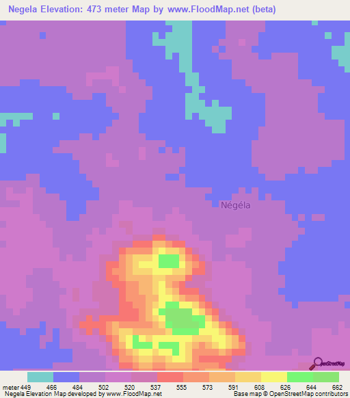 Negela,Ivory Coast Elevation Map