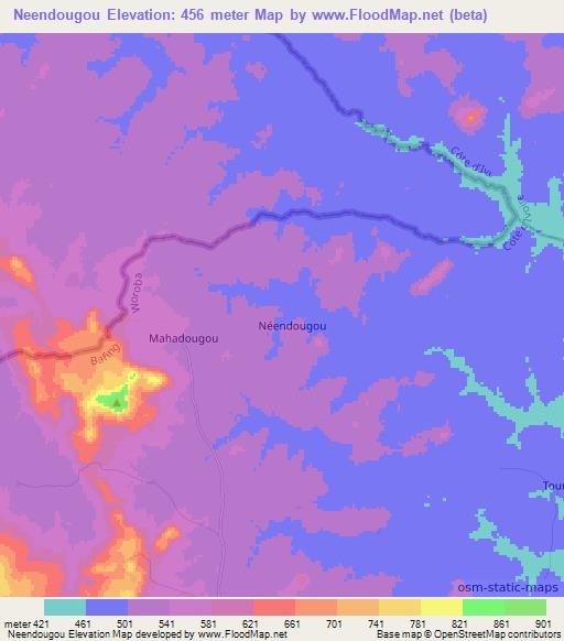 Neendougou,Ivory Coast Elevation Map