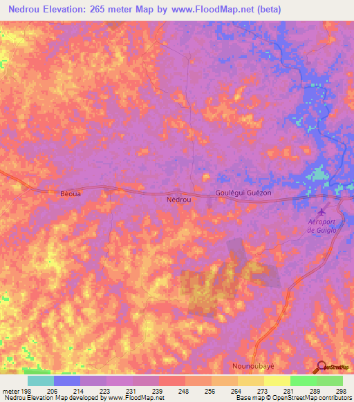 Nedrou,Ivory Coast Elevation Map
