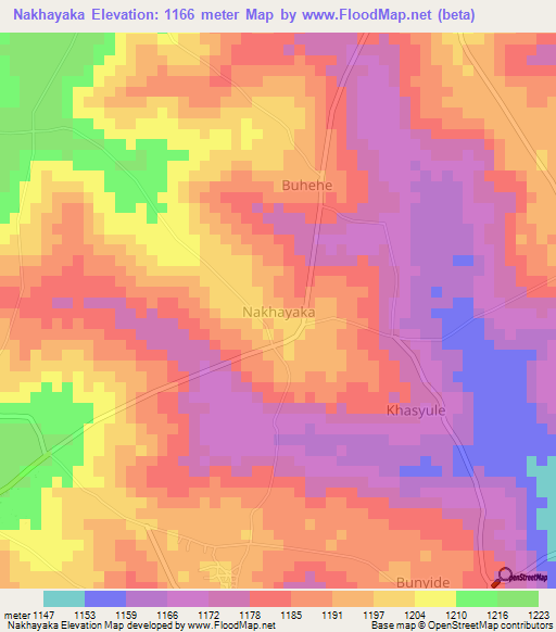 Nakhayaka,Uganda Elevation Map