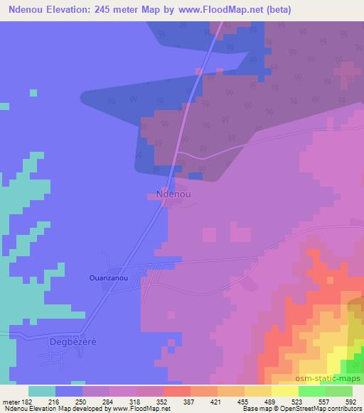 Ndenou,Ivory Coast Elevation Map