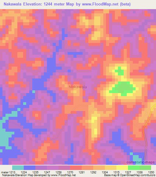 Nakawala,Uganda Elevation Map