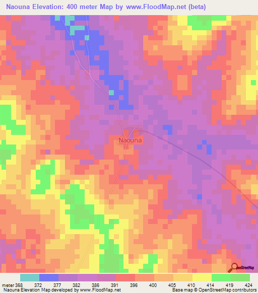 Naouna,Ivory Coast Elevation Map