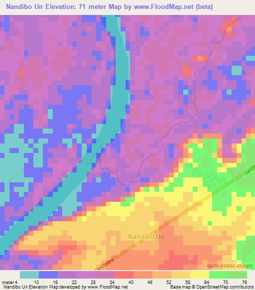 Nandibo Un,Ivory Coast Elevation Map