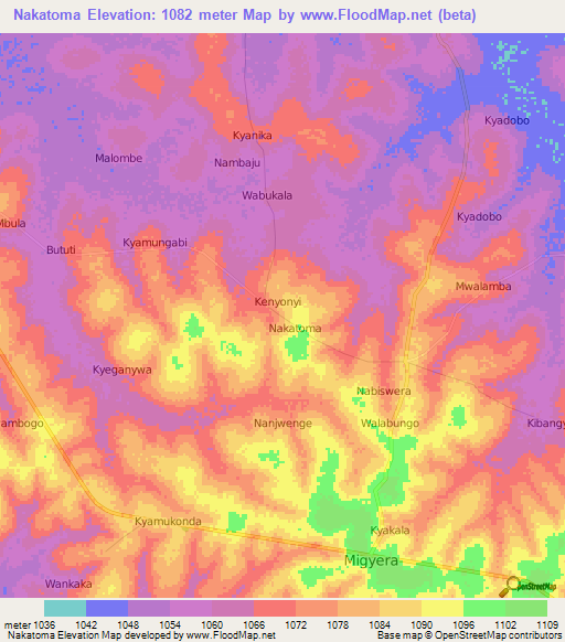 Nakatoma,Uganda Elevation Map