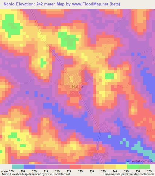 Nahio,Ivory Coast Elevation Map