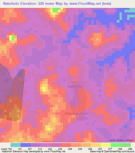 Nabohoin,Ivory Coast Elevation Map