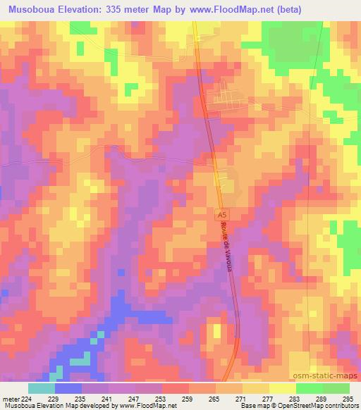 Musoboua,Ivory Coast Elevation Map