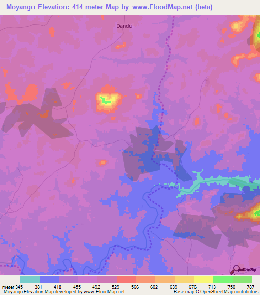 Moyango,Ivory Coast Elevation Map