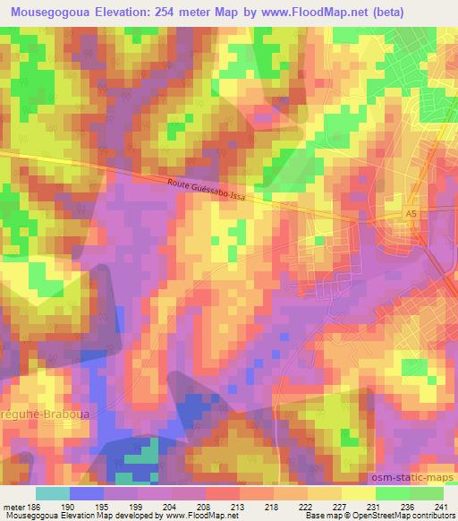 Mousegogoua,Ivory Coast Elevation Map