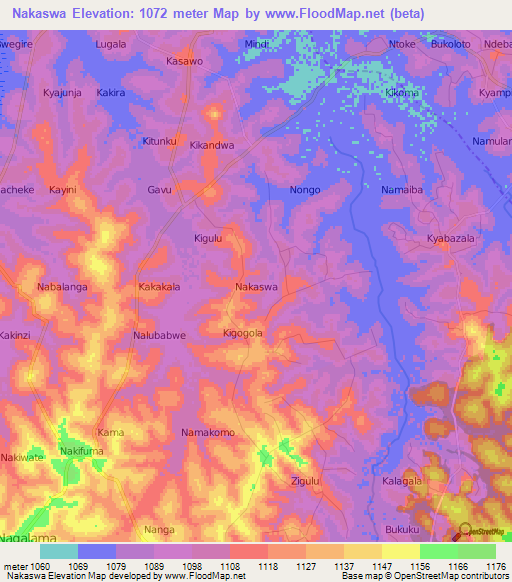 Nakaswa,Uganda Elevation Map