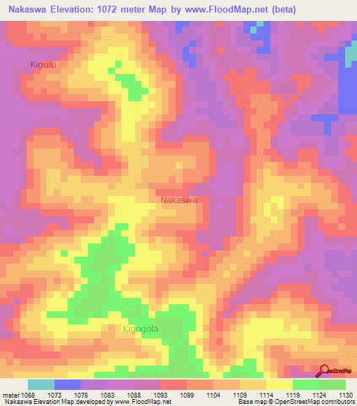 Nakaswa,Uganda Elevation Map