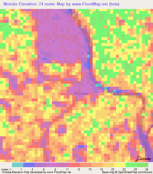 Motobe,Ivory Coast Elevation Map