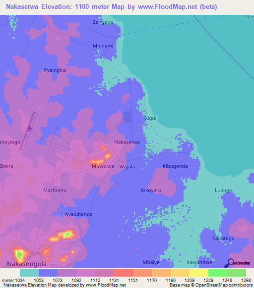 Nakasetwa,Uganda Elevation Map