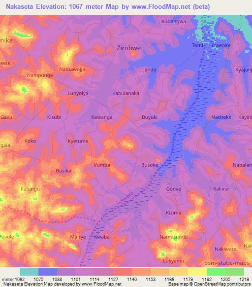 Nakaseta,Uganda Elevation Map