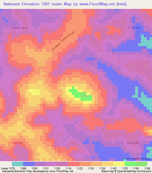 Nakaseta,Uganda Elevation Map