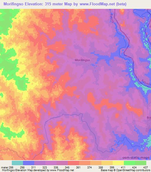 Morifingso,Ivory Coast Elevation Map