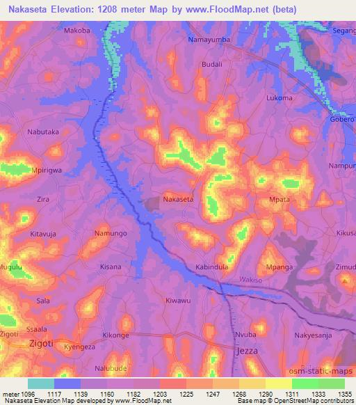 Nakaseta,Uganda Elevation Map