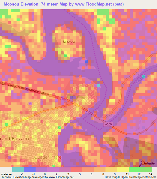 Moosou,Ivory Coast Elevation Map