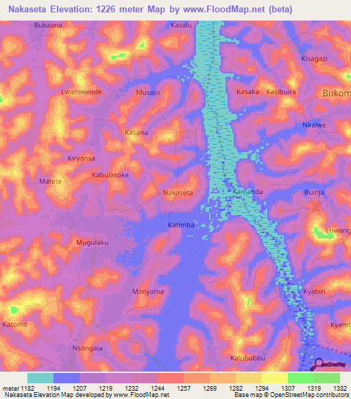 Nakaseta,Uganda Elevation Map