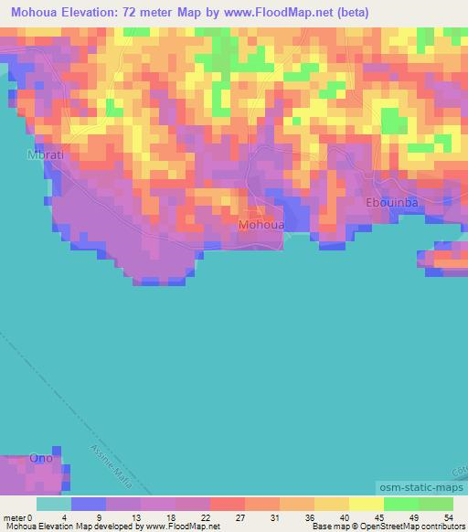 Mohoua,Ivory Coast Elevation Map
