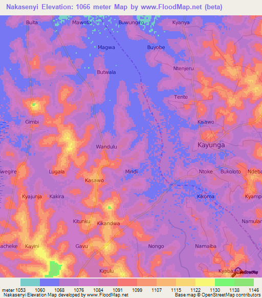 Nakasenyi,Uganda Elevation Map