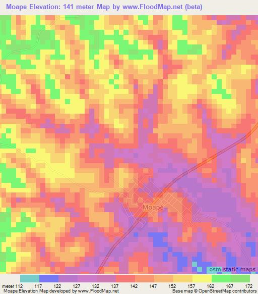Moape,Ivory Coast Elevation Map