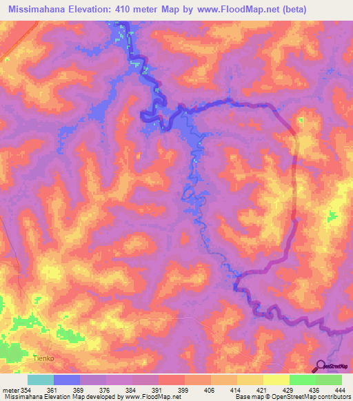 Missimahana,Ivory Coast Elevation Map
