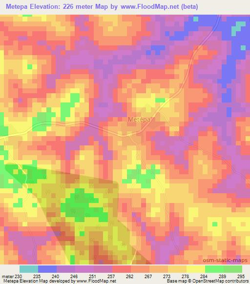 Metepa,Ivory Coast Elevation Map
