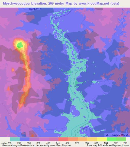Meschwebougou,Ivory Coast Elevation Map