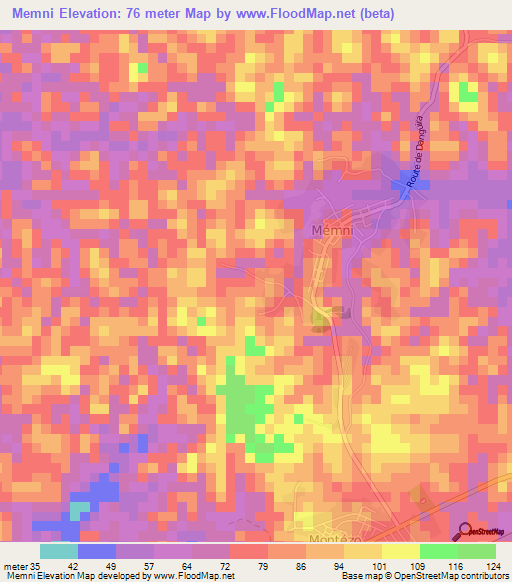 Memni,Ivory Coast Elevation Map