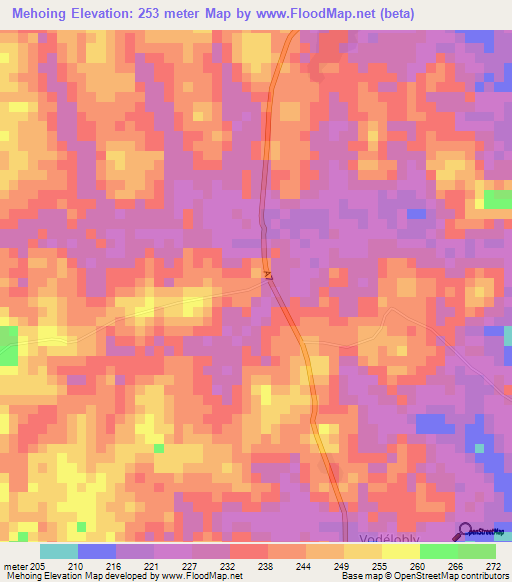 Mehoing,Ivory Coast Elevation Map