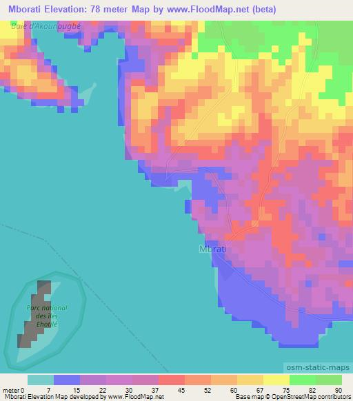 Mborati,Ivory Coast Elevation Map