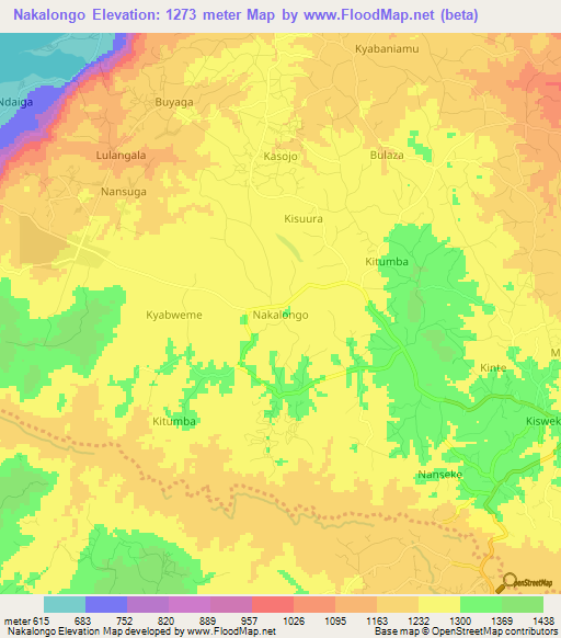 Nakalongo,Uganda Elevation Map