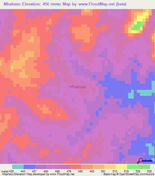Mbahaso,Ivory Coast Elevation Map