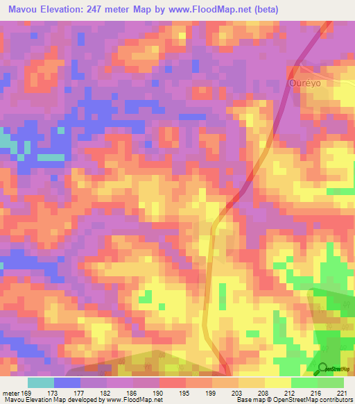 Mavou,Ivory Coast Elevation Map