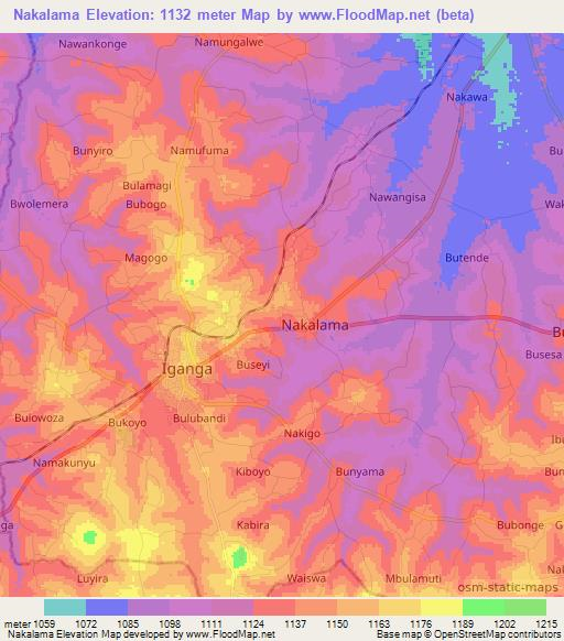 Nakalama,Uganda Elevation Map