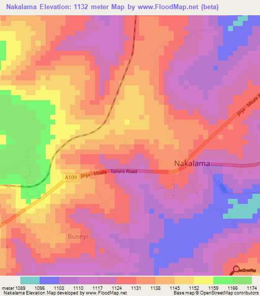 Nakalama,Uganda Elevation Map