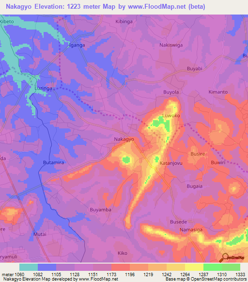 Nakagyo,Uganda Elevation Map