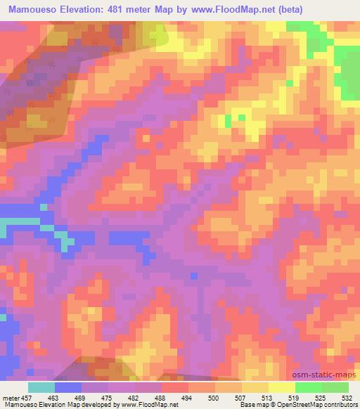 Mamoueso,Ivory Coast Elevation Map