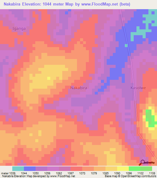 Nakabira,Uganda Elevation Map