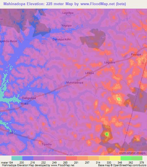 Mahinadopa,Ivory Coast Elevation Map