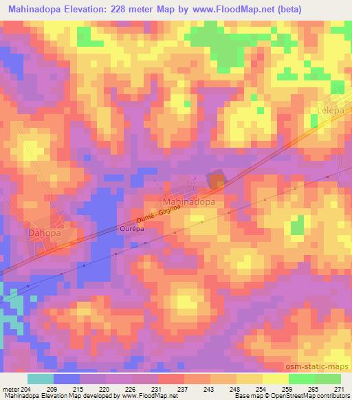 Mahinadopa,Ivory Coast Elevation Map